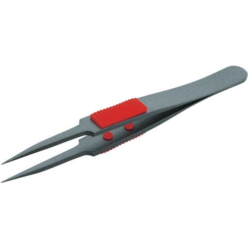 TRUSCO(トラスコ) ラバーグリップ付ピンセット フッ素コート 115mm 極細鋭型 TSP-224 × 10本