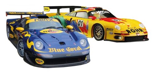 手あそびパン種 (Toy East) Sparky × Tiny 1/64 Porsche 911 GT1 Blue Coral \u0026 1997 D ROHR 2台書き割り 遣っ付ける品 YCOMBO64017