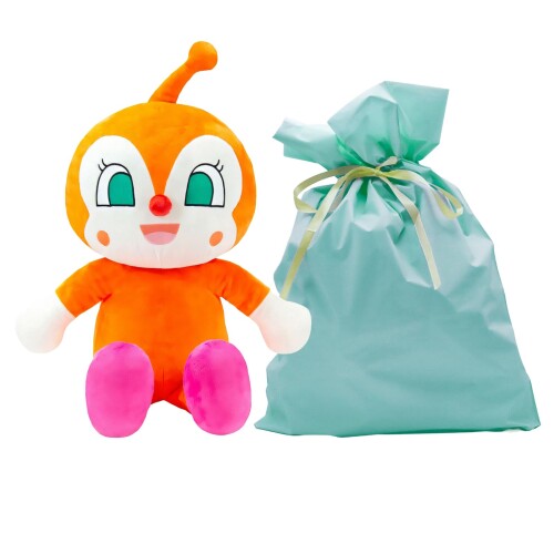 吉徳  抱き人形 ぬいぐるみ 全長57ｃｍ(お座り42.5ｃｍ） 赤ちゃんが喜ぶ ラッピング袋入り口・入口（シュロの葉付）ブルーカラー
