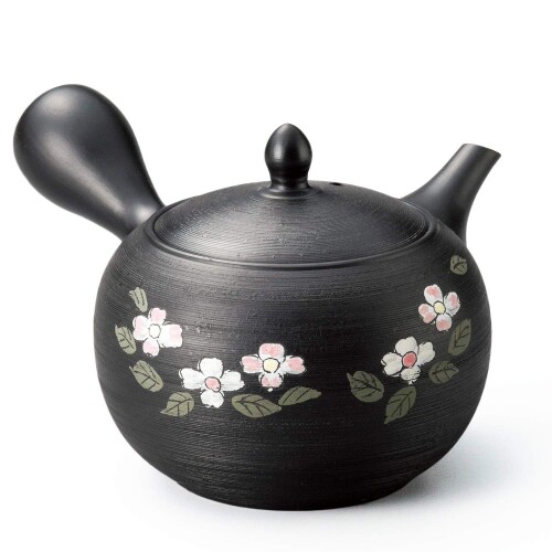 常滑焼 歳月黒3号松皮花水木 急須 460ml Y861
