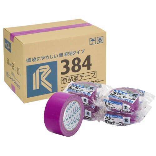 リンレイテープ 布テープ 紫 30巻入 50mm&times;25m巻 #384-50mmムラサキ_30｜マニッシュボーイ