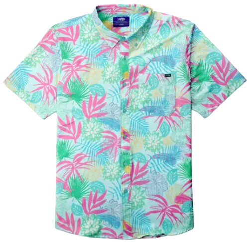 アフコ(Aftco) 猪牙赤ちょうちん SS ボタンダウンシャツ クワイエットタイド M大きさ (Boatbar SS Button Down Shirt Quiet Tide S) M45346