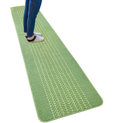 オカ(OKA) 優踏生洗いやすい キッチンマット 約60cm&times;300cm グリーン(ヘリンボン) (洗える 軽量 滑り止め クッション)｜マニッシュボーイ 7,860円