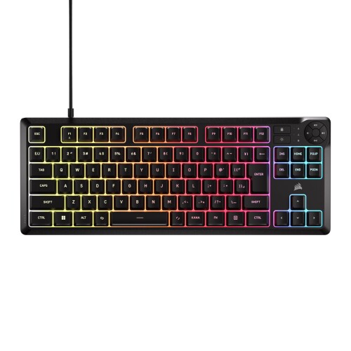 CORSAIR K55 CORE TKL RGB ゲーミングキーボード ? 8 ゾーン RGB ? テンキーレス - 専用メディアキー ? 静音性と応答性に スイッチ ? 300ml 防滴 ? ブラック CH-9216065-JP
