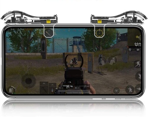 スマホゲーム用 コントローラー 射撃ボタン ゲームパッド 透明 エイムアシスト 高速射撃ボタン ｌｒセット Iphone Xperia Android等対応 ブラック ベビーグッズも大集合