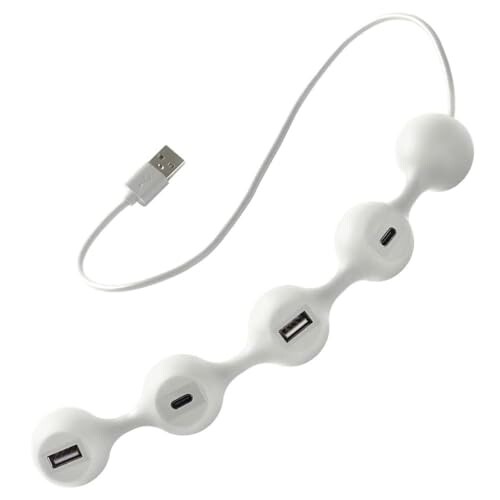 LEXON (レクソン) PEAS HUB 2 4個口ハブ 2×USB、2×USB-C 2台のスマートフォンを同時に充電可能 銅製インナーケーブル LD143W ホワイト