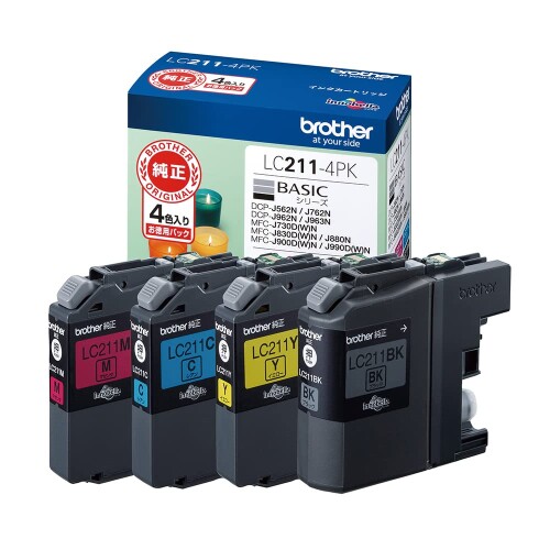 ブラザー工業(Brother Industries) インクカートリッジ4色パック(エコパッケージ) LC211-4PK-E 対応型番:DCP-J968N、DCP-J567N、MFC-J887N、MFC-J737DN 他
