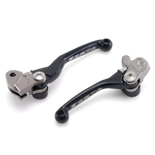 ジータレーシング(ZETA RACING) KX65/85/100/112 RMZ250/450 ピボットレバーセットFP 3フィンガー ブラック 前方可倒式 レバー位置無段階調整 鍛造 高強度アルミ合金 F5051|マニッシュボーイ