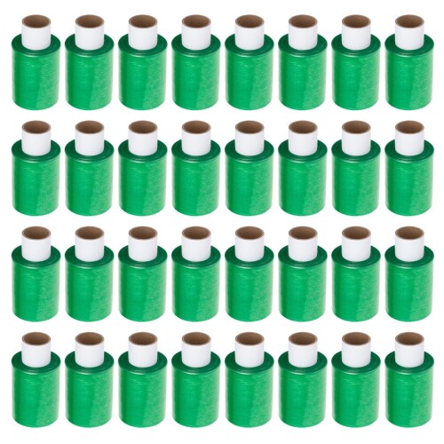 APMジャパン 梱包用ラップ(ミニストレッチフィルム) らくらくハンディラップ100 カラー GREEN 幅10cm&times;150m巻 ラップ32個セット(まとめ)｜マニッシュボーイ