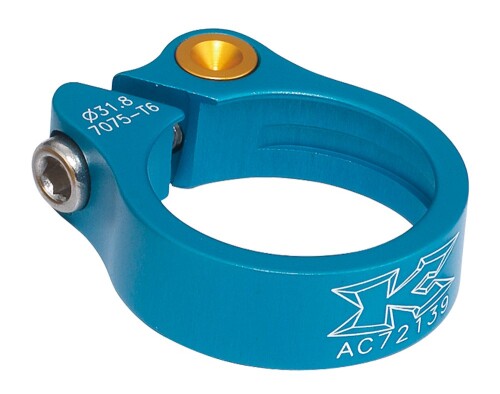 ケーシーエヌシー(KCNC) 自転車 軽量 シートポストクランプ ロードライト チタンボルト 31.8MM ブルー