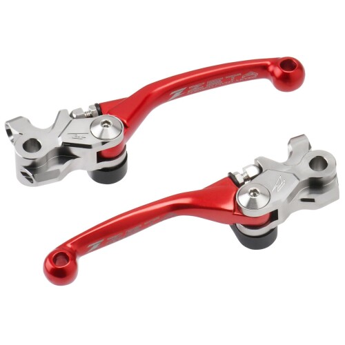 ジータレーシング(ZETA RACING) BRAKETEC HQV TE/FE, GASGAS MC/EC/ECF ピボットレバーセットFP 3フィンガー 前方可倒式 レバー位置無段階調整 鍛造 高強度アルミ合金 レッド ダートフリーク DIRTFREAK F508｜マニッシュボーイ
