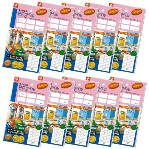 ニチバン ラベル用紙 マイタック PCラベル 10個入 12×24mm PC1-10P