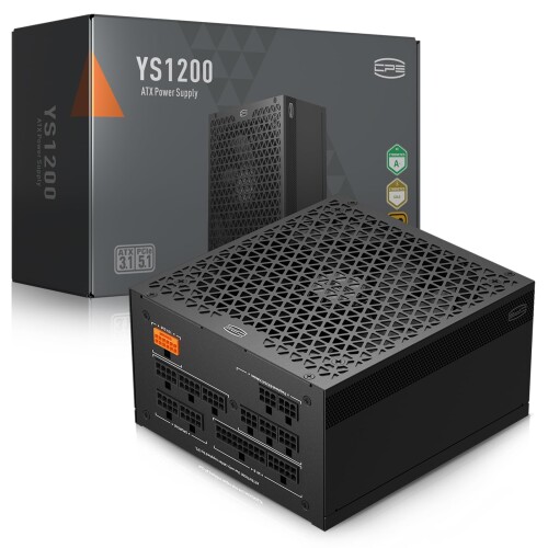 PCCOOLER CPS YS1200 ワット数、1200W 80 Plus Gold 御墨付き 完膚なきまでモジュラー PCIe 5.1 \u0026 ATX 3.1 ゲーミング PSU 広々とした取り替えっこ性 135粍 FDB 気違い、盛りだくさんジャパン電解コンデンサ, 自動小銃オン/オフ/全日系電気容量/受け支える5090