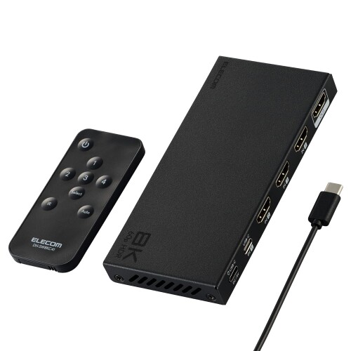 エレコム HDMI うつり変わり器 8K 60サイクル 4インプット1最終生産物 (HDMI ×3 + Type-C ×1) 遠隔操作付き添い人  なおなお書き5・4 / Nintendo Switch/Fire TV Stick 他 DH-SW8KC41BK/E