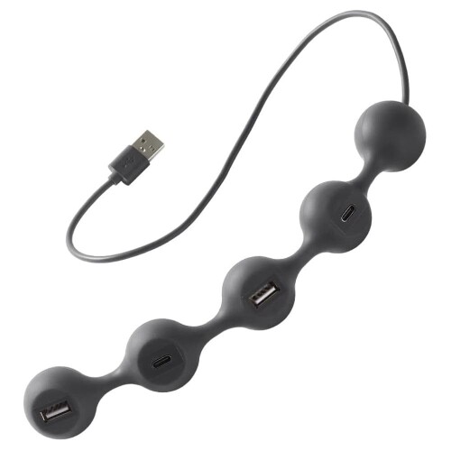 LEXON (レクソン) PEAS HUB 2 4個口ハブ 2×USB、2×USB-C 2台のスマートフォンを同時に充電可能 銅製インナーケーブル LD143DG ダークグレー