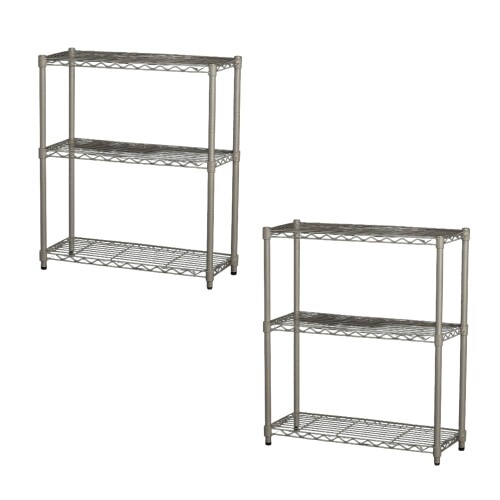 エイアイテック(AITECH) 19[ファイ]スチールラックセット(2個セット) 3段 幅75cm 奥行25cm 高さ74.3cm 支柱径19mm 組立品 グレー AAS-7202x2pcs GY｜マニッシュボーイ