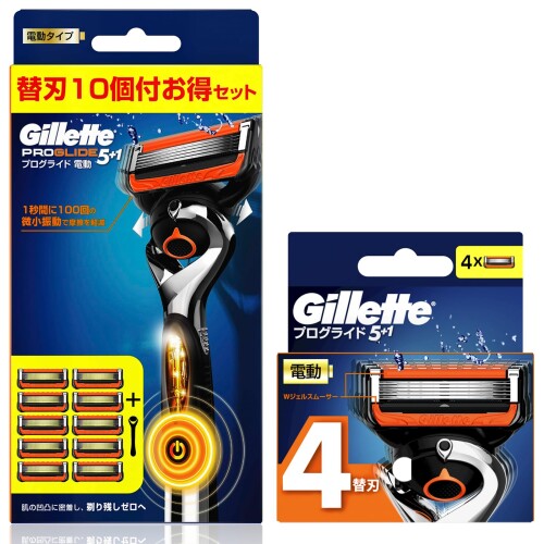 Gillette ジレット 髪剃り 髭剃り 電動 ひげそり 深剃り 本体 替刃 14個 プログライド