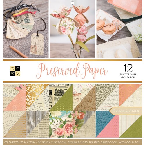 DCWV プレミアム スタック - 12 x 12 - Double-Sided - Preserved ペーパー - Gold Foil - 36 シート PS-005-00592