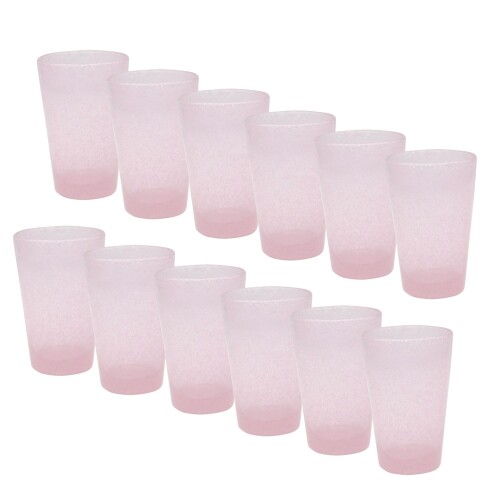 水呑み真四角泡 ロング水呑み（サクラ色）高さ14.2×差しわたし9糎 12個組 475ml インスタ映えする