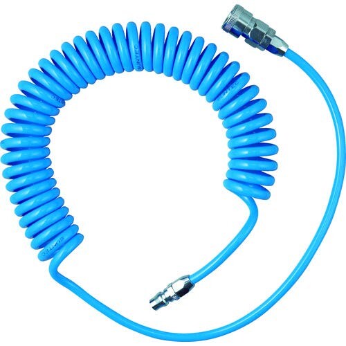 TRUSCO(トラスコ) αウレタンコイルホースブルー カップリング付 2m TUCH-3B × 10本