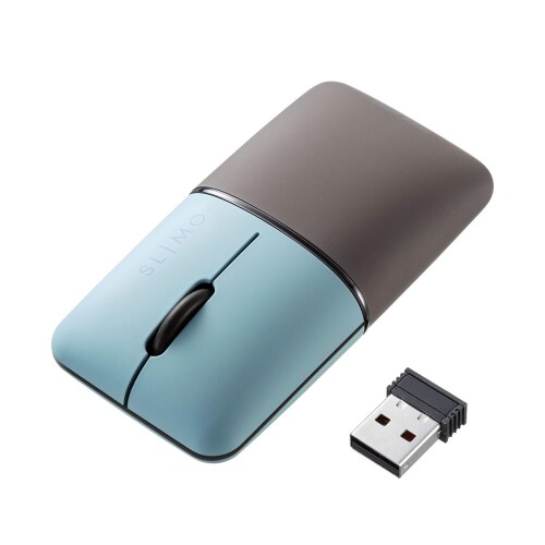 サンワサプライ モバイルマウス Bluetooth/ワイヤレス(USB A)接続 コンボ(デュアルモード)タイプ 充電式 薄型・コンパクト ブルー SLIMOシリーズ MA-WBBS310BL