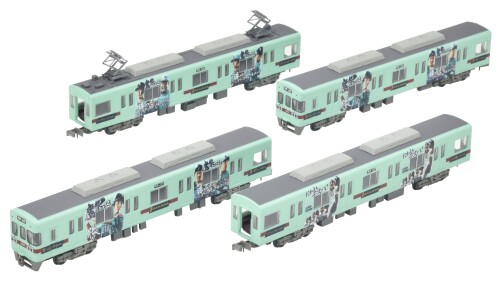 鉄道線路寄せあわせ 鉄コレ 西日本鉄道線路6050形 付け替え車 6055取り合わせ 福岡ソフトバンクホークス鷹の祝い事 2023 勝つぞー 市街電車 4両書き割り パノラマ装置