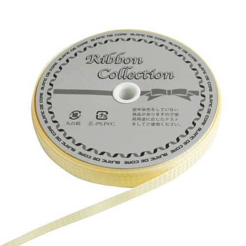 小西シュロの葉 シェービングギンガムチェック シュロの葉 12mm×30m巻 黄色 KR3581-12-12