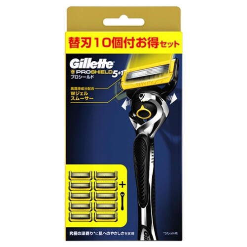 Gillette ジレット 髭剃り プロシールド９Ｂ ホルダー本体＋替刃１０個付｜マニッシュボーイ