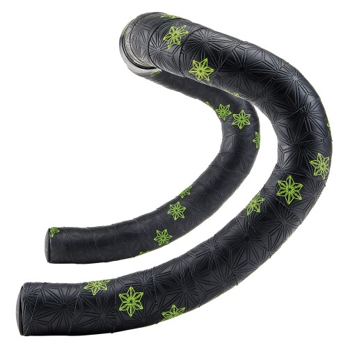 Supacaz (スパカズ) サイクリング バーテープ - Super Sticky Kush - Galaxy - Neon Yellow Stars + Black Plugs