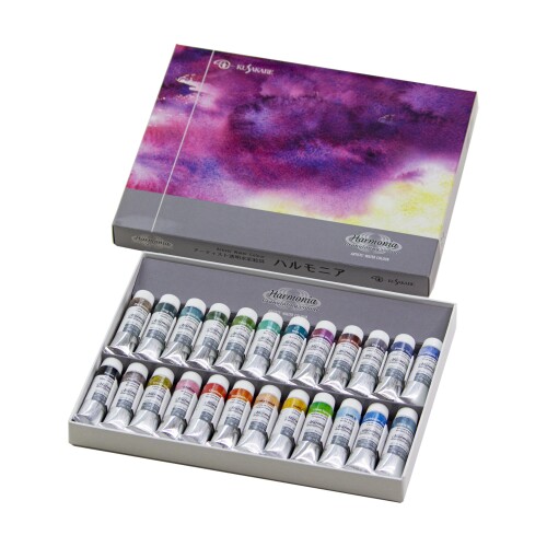 クサカベ(KUSAKABE) 澄み切った水彩画えの具 ハルモニア 24色書き割り 10ml(4号)