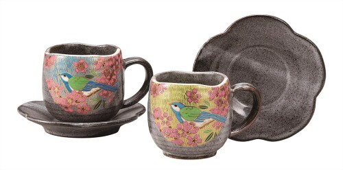 九谷焼いわたや ありの実珈琲･金桜花鳥 K9-1100