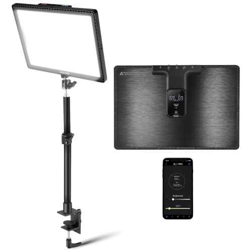 NEEWER GL25B LEDビデオライト 25W 高出力 撮影ライト 超輝度 調光可能 2900K-7000K 2300lux/0.5m CRI98+ 超演色性 パネルライト 補助照明 エッジ発光 2.4Gリモート/USB送信機/卓上スタンド付き ストリー｜マニッシュボーイ