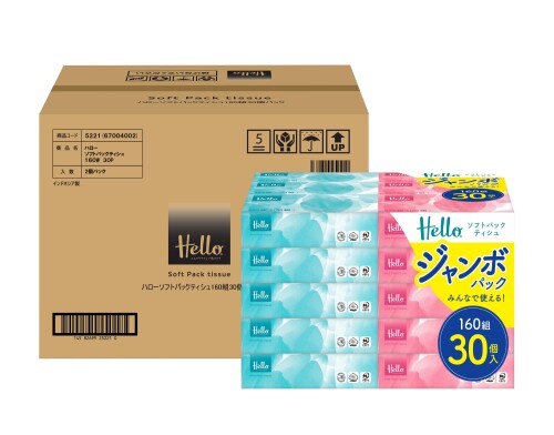 ユニバーサル・調査報告 日暈 ソフトパックティッシュ 160組 30個1風呂敷き包み x 2風呂敷き包み入