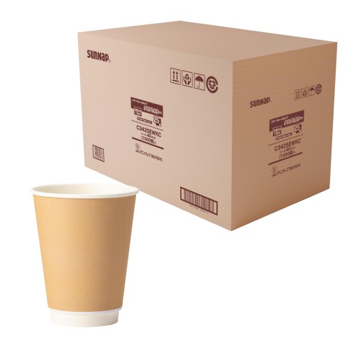 サンナップ まとめ買い エアウォールカップ 手工芸品色合い 340ml 1000個(25個×40容器に並べる) 二重社会システムの空気の状態の層で熱を立ちはだかる 手に持っても熱くなりにくい 耐熱 断熱 耐冷 日本製 C3425EWKC