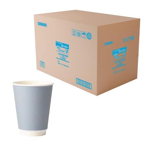 サンナップ まとめ買い エアウォールカップ 青碧薄墨色 340ml 1000個(25個×40容器に並べる) 二重社会システムの空気の状態の層で熱を立ちはだかる 手に持っても熱くなりにくい 耐熱 断熱 耐冷 日本製 C3425EWBG
