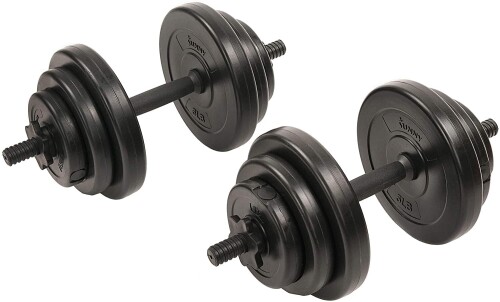 Sunny Health & Fitness (サニーヘルス&フィットネス) 18kgエクササイズビニールダンベルセット ブラック 筋力トレーニング 体重減少 ワークアウトベンチ ジム用具 家でのトレーニング NO.087