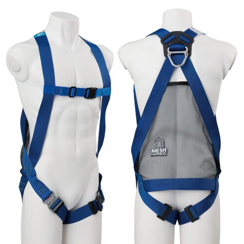 (ミドリ安全) 墜ちる取り締まり用物の具 メッシュ馬具 新標準尺度其れ相応 130kg以下 MHF-790N 青碧 L