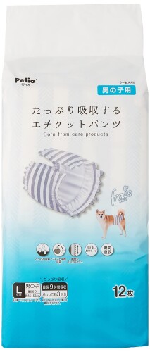 ペティオ (Petio) 犬用オムツ フレス たっぷり吸いあげるする折りかがみズボン下 お坊っちゃん用 Ｌ１２枚 入れもの売りわたす