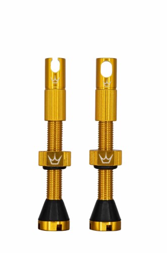 Peaty\u0027s (ピーティーズ) チューブレスバルブ 銀輪用 仏式 軽銀製 チューブレスインサート相応う Tubeless Valves - Peaty\u0027s x Chris King (42 / 60 / 80粍) - Gold, 80粍