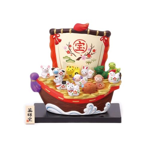 薬師窯(yakushigama) 宝船 十二支 飾り 干支 新年 置物 縁起物|マニッシュボーイ