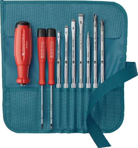 PB SWISS TOOLS ピービースイスツールズ 差替式１番ウッド書き割り 9本組 ペトロールロールアップケース付 38218.PE
