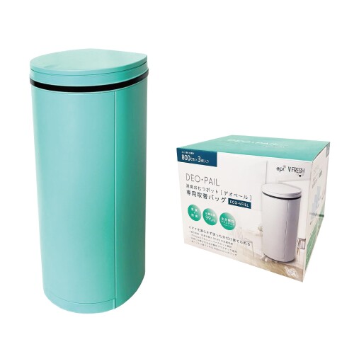 お襁褓取り計らう用紙くずかご DEO・PAIL（デオペール） 21L テープ1個付 防臭 消臭 抗菌 もの言う花 介護用 (本体＋テープ3個付, ライトグリーン)