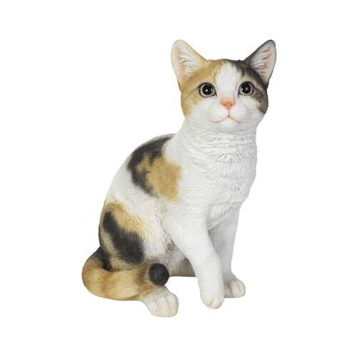 ウービア お座り三毛猫 25&times;17&times;30.5cm 人形 フィギュア 置き物 アニマル 動物 ガーデン 装飾 ネコ H12321｜マニッシュボーイ