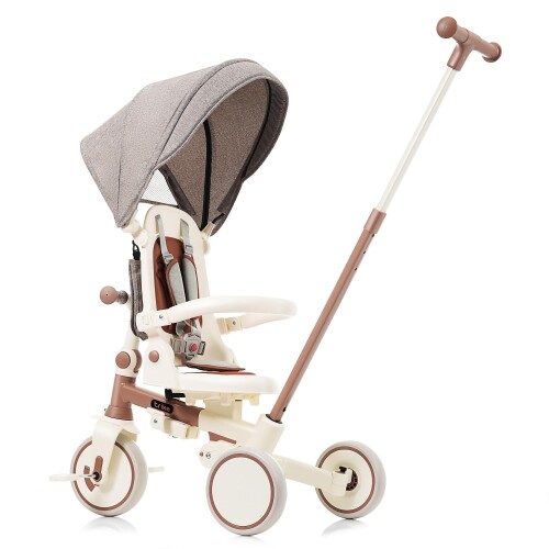 オーエスジェイ(OSJ) 7in1 子供用三輪車 7WAY （1歳~6歳） 対面向き ユニークな後輪ストッパー 安全ガード 押し棒 6段階調整ハンドル 取り外しサンシェード付き 多機能 三輪車 ランニングバ