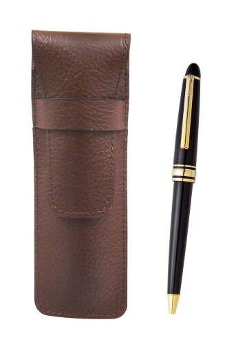 シボチョコカラー牛革ペンケース メタルリングキャップスライド式レトロペンセット SASTYO-8838B