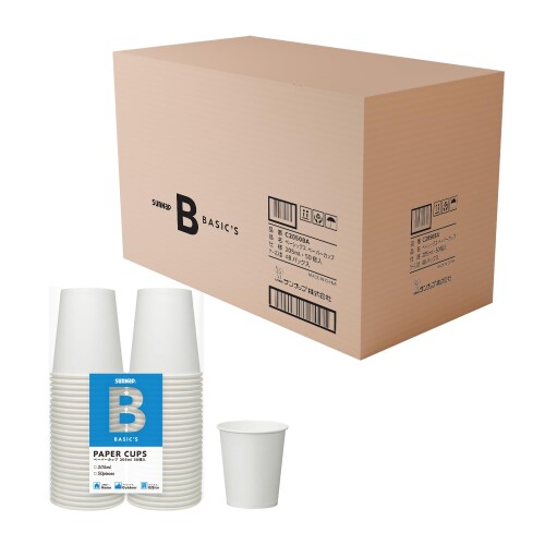 サンナップ まとめ買い 紙水呑み 205ml 2400個(50個×48容器に並べる) ベーシックス 白無地 使い捨て 普段使い走り アウトドア 事務室 サンナップ製ディスペンサー CD-7DBに相応う C2050BA