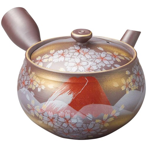 萬古焼 急須 「 九谷絵信用販売 」 2人用 電気容量約350ml 2号 新カメ 赤富士 日本製 16635