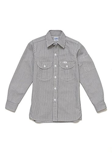 Leeレディースワーク長袖シャツ ホワイト×ブルー XL