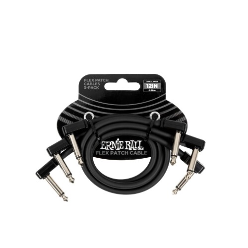 ERNIE BALL アーニーボール ギター/ベース用 パッチケーブル Flex Patch Cables 6445 ブラック 12インチ 30cm 3Pack