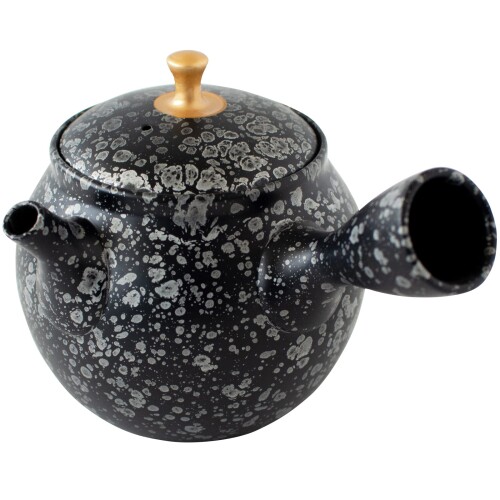 常滑焼 「 昭龍 Shouryu 」 急須 天目銀黒 引っ敷き柄 瀬戸もの茶こし 230ml 緑茶 日本茶 日本製 268459